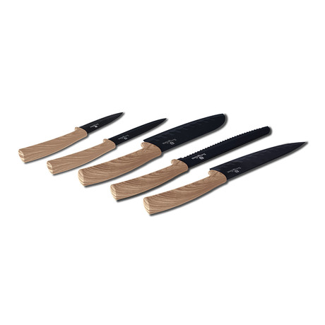 5-Piece Knife Set // Black + Maple