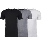 Soft Heathered Tri-blend Crew Neck T-Shirts // Black + Heather Gray + White // Pack of 3 (2XL)