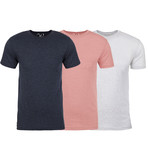 Soft Heathered Tri-blend Crew Neck T-Shirts // Navy + Pink + White // Pack of 3 (L)
