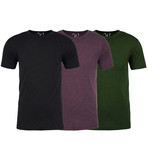 Soft Heathered Tri-blend Crew Neck T-Shirts // Black + Burgundy + Forest Green // Pack of 3 (XL)