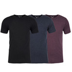 Soft Heathered Tri-blend Crew Neck T-Shirts // Black + Navy + Burgundy // Pack of 3 (M)