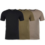 Soft Heathered Tri-blend Crew Neck T-Shirts // Black + Military Green + Stone // Pack of 3 (S)