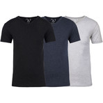 Soft Heathered Tri-blend V-Neck T-Shirts // Black + Navy + White // Pack of 3 (L)