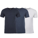 Soft Heathered Tri-blend Crew Neck T-Shirts // Navy + Indigo + White // Pack of 3 (M)