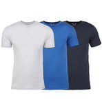 Soft Heathered Tri-blend Crew Neck T-Shirts // White + Royal + Navy // Pack of 3 (XL)