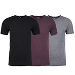 Soft Heathered Tri-blend Crew Neck T-Shirts // Black + Burgundy + Heather Gray // Pack of 3 (XL)