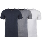 Soft Heathered Tri-blend Crew Neck T-Shirts // Navy + Heather Gray + White // Pack of 3 (XL)
