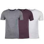 Soft Heathered Tri-blend Crew Neck T-Shirts // Heather Gray + Burgundy + White // Pack of 3 (S)