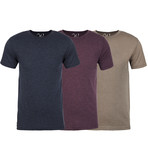 Soft Heathered Tri-blend Crew Neck T-Shirts // Navy + Burgundy + Stone // Pack of 3 (M)