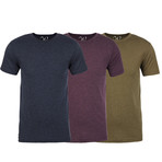 Soft Heathered Tri-blend Crew Neck T-Shirts // Navy + Burgundy + Military Green // Pack of 3 (L)