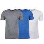 Soft Heathered Tri-blend Crew Neck T-Shirts // Heather Gray + Royal + White // Pack of 3 (S)