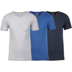 Soft Heathered Tri-blend V-Neck T-Shirts // White + Royal + Navy // Pack of 3 (XL)