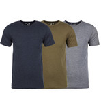 Soft Heathered Tri-blend Crew Neck T-Shirts // Navy + Military Green + Heather Gray // Pack of 3 (XL)