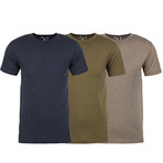 Soft Heathered Tri-blend Crew Neck T-Shirts // Navy + Military Green + Stone // Pack of 3 (M)