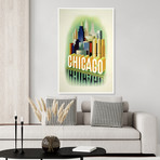 Chicago Skyline // Vintage Travel Poster (17"H x 11"W x .01"D)