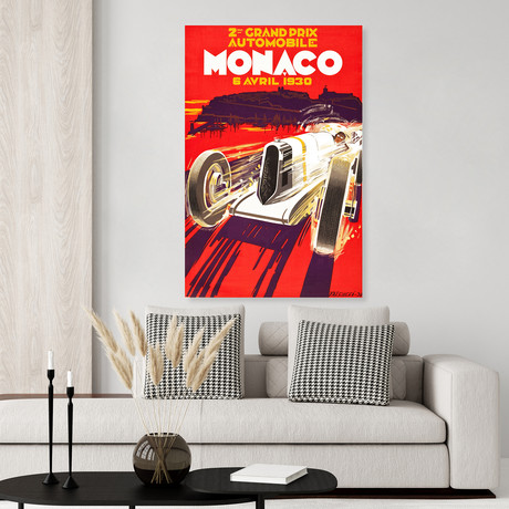 1930's Monaco Grand Prix // Vintage Poster (17"H x 11"W x .01"D)