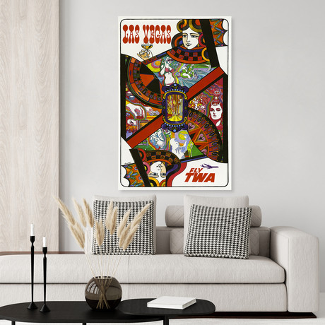 Las Vegas Queen of Hearts by TWA // Vintage Travel Poster (17"H x 11"W x .01"D)