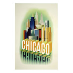 Chicago Skyline // Vintage Travel Poster (17"H x 11"W x .01"D)