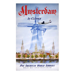 Pan Am, Amsterdam // Vintage Airline Poster (17"H x 11"W x .01"D)