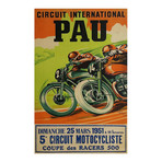 Motorcycle Race in Pau, France // Vintage Poster (17"H x 11"W x .01"D)