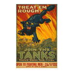 Join The Tanks WW1 // Black Cat // Vintage Poster (17"H x 11"W x .01"D)
