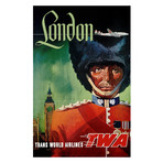 Fly TWA // Vintage London Travel Poster (17"H x 11"W x .01"D)