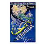 Bermuda Travel by Pan Am Airlines // Vintage Art Deco Poster (17"H x 11"W x .01"D)