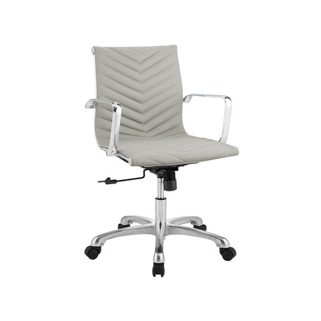 Elise Arm Office Chair // Gray Pu-Leather + Chrome Plated Base