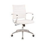 Remi Office Chair // White Pu-Leather + Chrome Plated Base