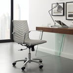 Elise Arm Office Chair // Gray Pu-Leather + Chrome Plated Base
