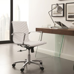 Harmony Arm Office Chair // White Pu-Leather + Chrome Plated Base