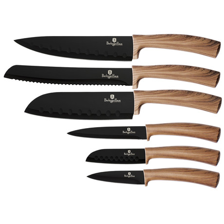 6-Piece Knife Set // Black + Maple