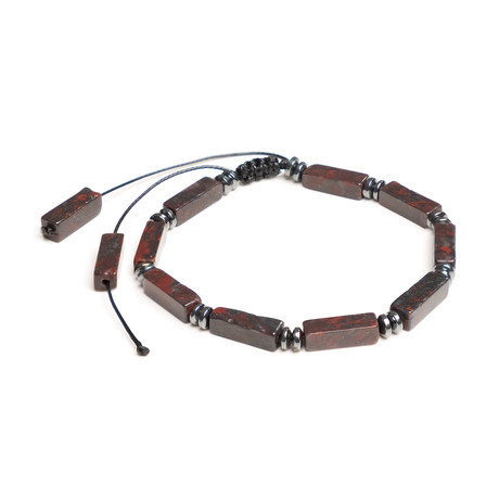 Dell Arte // Natural Beaded Blood Stone Adjustable Shambala Bracelet // Burgundy