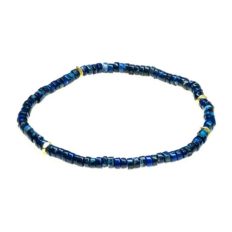 Jean Claude Jewelry // Stretchable Ranel Multicolor Stone Beaded Bracelet // Dark Blue