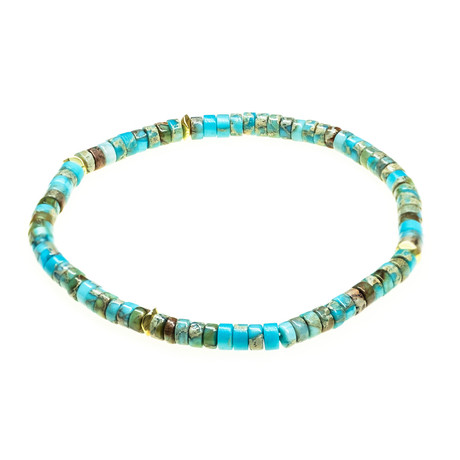Jean Claude Jewelry // Stretchable Ranel Multicolor Stone Beaded Bracelet // Light Blue