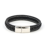 Jean Claude Jewelry // Braided Leather Bracelet // Dark Brown + Silver