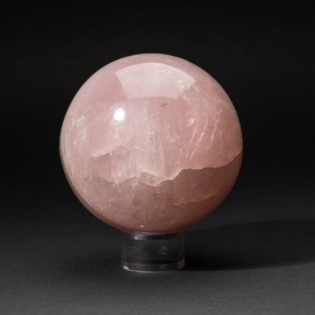 Genuine Polished Rose Quartz Sphere + Acrylic Display Stand