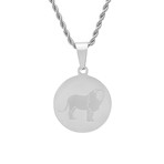 Round Lion Pendant Necklace (Metallic)