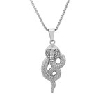 Stainless Steel And Simulated Diamonds Cobra Pendant