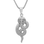 Stainless Steel And Simulated Diamonds Cobra Pendant