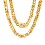18K Gold Plated Miami Cuban Chain Link Necklace V1 // Gold