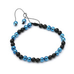Lava + Stainless Steel Drawstring Bracelet (Black + Blue)