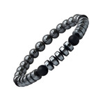 Lava + Hematite Beaded Bracelet // Gray + Black