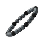 Hematite + Lava Beaded Stretch Bracelet // Gray + Black