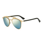 Women's Reflected Sunglasses // Gold + Black + Blue