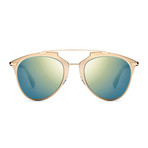 Women's Reflected Sunglasses // Gold + Black + Blue