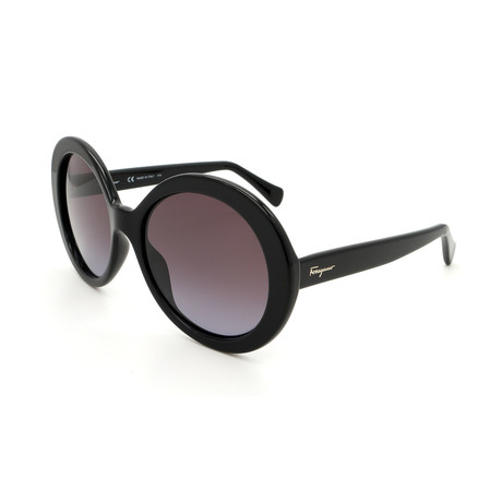 Women's SF956-001 Round Sunglasses// Black + Black