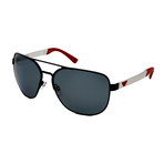 Emporio Armani // Men's EA2064-322381 Aviator Polarized Sunglasses // Black Silver + Gray