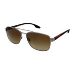 Prada // Men's PS51US-5AV1X1 Aviator Sunglasses // Gunmetal + Brown Gradient