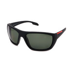 Men's PS06SS-1BO5X161 Rectangle Polarized Sunglasses // Black + Green